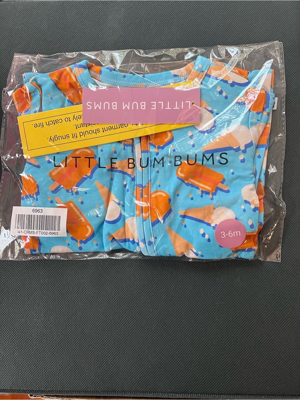 Little Bum Bums Blue Ice Cream Print Footie (3-6M)